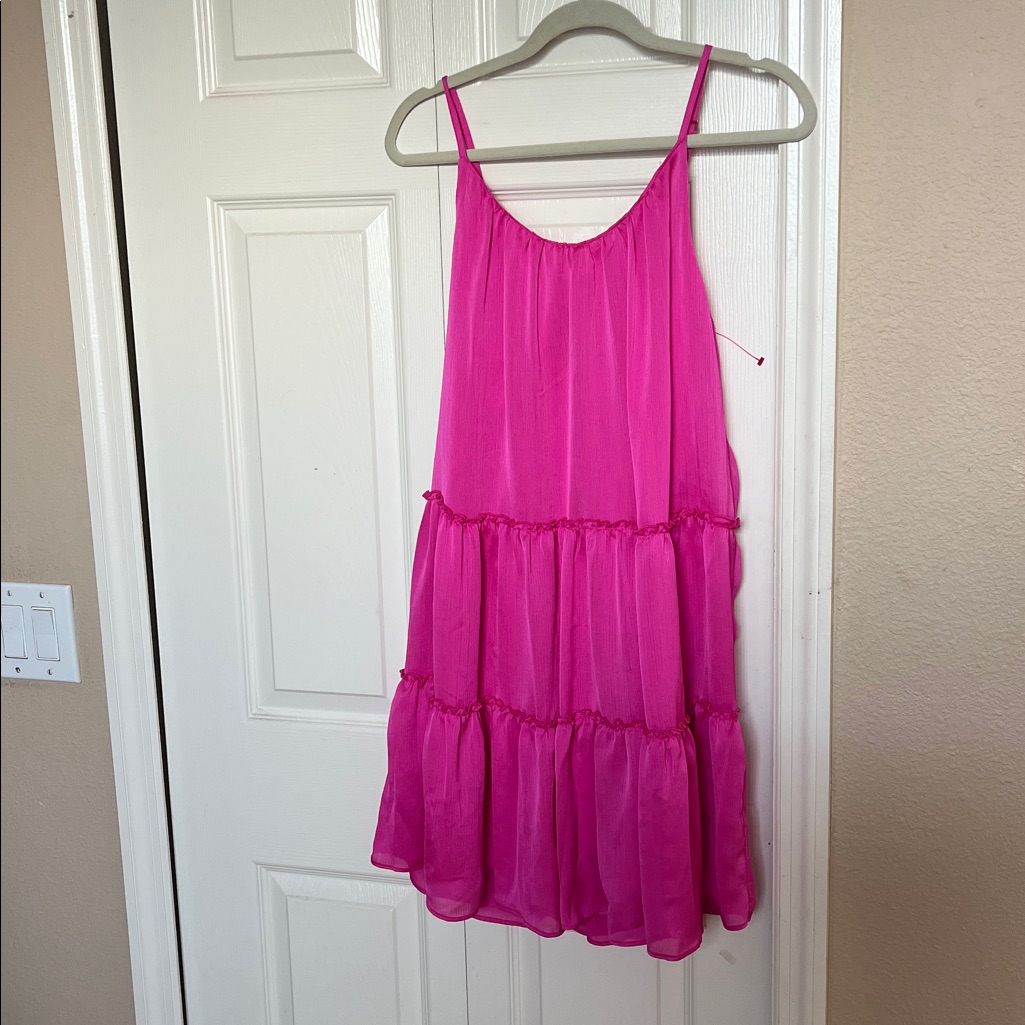 Trina Turk Pink Strapless Tiered Dress